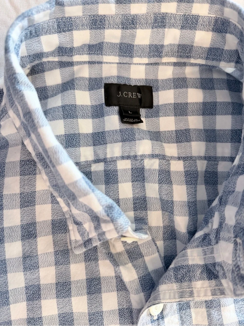 J.CREW Men's Long Sleeve Blue & White Plaid Size L